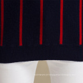 Inverno Casual Navy Blue Vertical Stripe Patterned Cashmere Sweater para mulheres